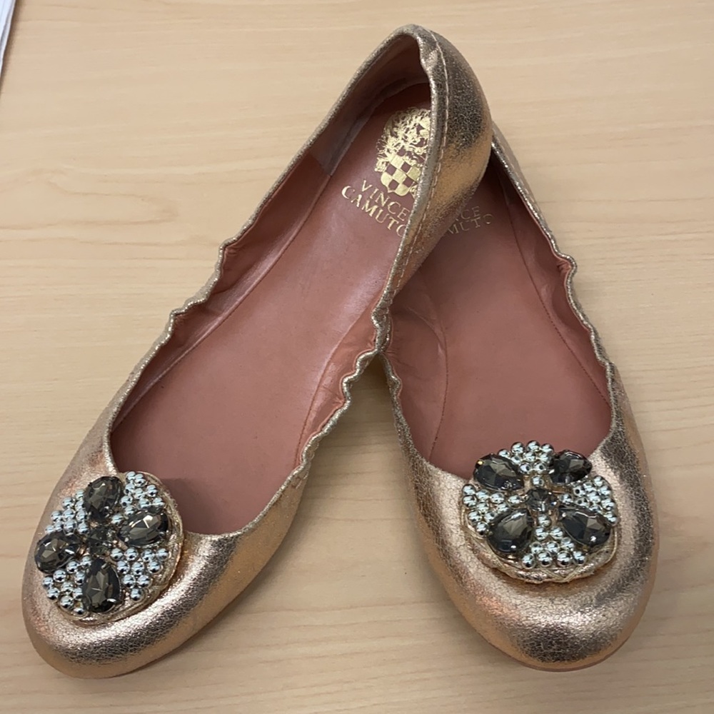 Vince Camuto Rose Gold Embellished Flats Size 9B